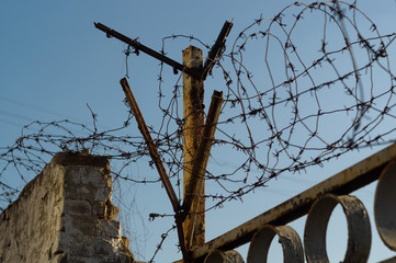 Barbed wire of the military unit