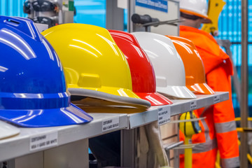 Health and safety products on display of a hardware shop