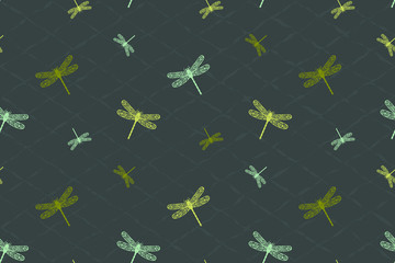 pattern with abstract images of dragonflies