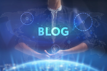 The concept of business, technology, the Internet and the network. A young entrepreneur working on...