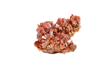 Macro mineral stone Vanadinite on a white background