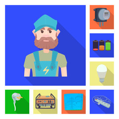 Vector illustration of electricity and electric sign. Set of electricity and energy stock vector illustration.