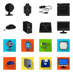 Vector design of laptop and device logo. Collection of laptop and server stock symbol for web.