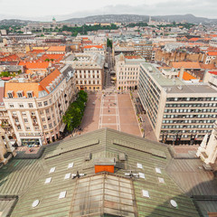 Basilica of Saint Istvan in Budapest, Hungary. Panorama of the city from the dome of the cathedral. © LALSSTOCK