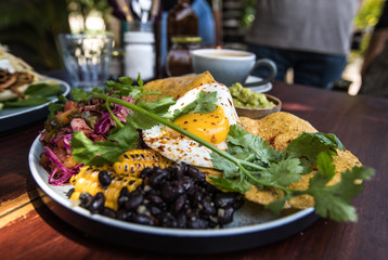 Vegetarian juevos rancheros for breakfast in Ubud, Bali