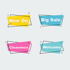 Sale, Special discount. Simple modern design ribbon, Popup, Labels, Emblems, Tags. Flat origami design Vector