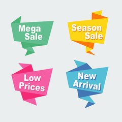 Sale, Special discount. Simple modern design ribbon, Popup, Labels, Emblems, Tags. Flat origami design Vector