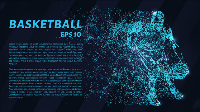 The basketball from the blue points of light. Basketball design concept.