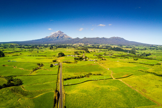 Arial view of mount Taranaki in New Zealand