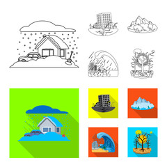Vector illustration of natural and disaster logo. Collection of natural and risk stock symbol for web.