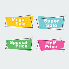 Sale, Special discount. Simple modern design ribbon, Popup, Labels, Emblems, Tags. Flat origami design Vector
