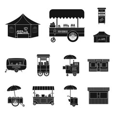 Vector illustration of market and exterior sign. Collection of market and food vector icon for stock.