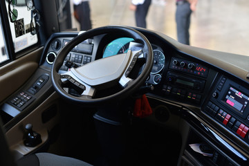 bus driver's place with steering wheel © Oleksandr