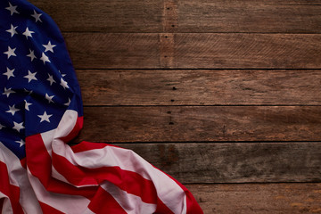 American flag and wooden boards