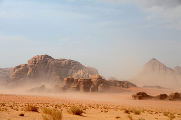  Jordanian desert in Wadi Rum, Jordan. Wadi Rum has led to its designation as a UNESCO World...