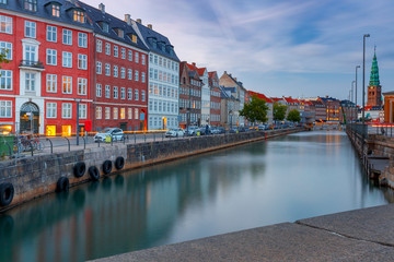 Copenhagen. City embankment at sunset.