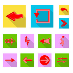 Vector design of element and arrow symbol. Set of element and direction vector icon for stock.