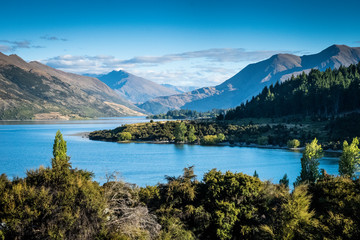 Naklejka na ściany i meble The calm waters of Lake Wanaka in New Zealand