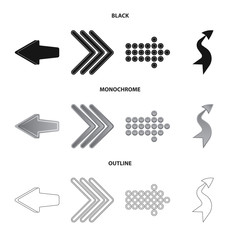 Isolated object of element and arrow symbol. Set of element and direction stock symbol for web.