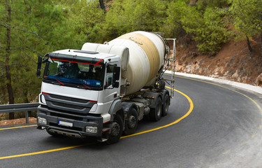truck concrete mixer in mountains