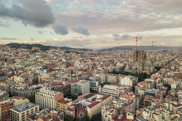 Obraz premium Aerial view of Sagrada Familia in Barcelona