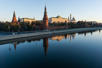 Naklejka premium Landscape with a view of the Moscow Kremlin in the morning