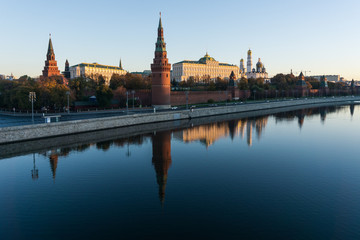 Fototapeta na wymiar Landscape with a view of the Moscow Kremlin in the morning