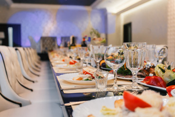 Luxury expensive catering and wedding reception decorations tables