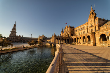 Fototapeta premium Plaza de España in Seville (Sevilla) Spain at sunset