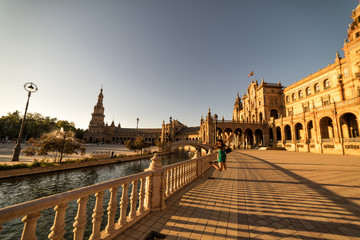 Fototapeta premium Plaza de España in Seville (Sevilla) Spain at sunset