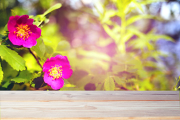 table on flowers background