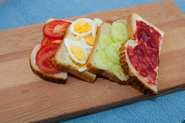 Mix of different sandwiches.