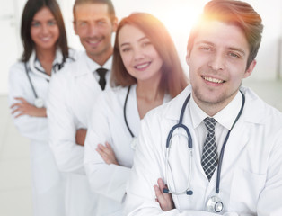 Fototapeta premium Portrait of confident happy group of doctors