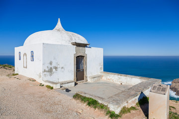 Ermida da Memoria or Memory Hermitage in the Nossa Senhora do Cabo or Pedra Mua Sanctuary. Espichel Cape and Atlantic Ocean. Sesimbra, Portugal
