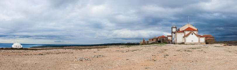 Back of the Church of Nossa Senhora do Cabo or Pedra Mua Sanctuary and Ermida da Memoria or Memory Hermitage. Espichel Cape. Sesimbra, Portugal © StockPhotosArt