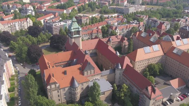 4K Drone aerial top view Student People are walking over a bridge TU Dresden4K Drone aerial top view Student People are walking over a bridge TU Dresden