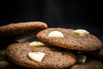 Chip cookies homemade with white chocolate. Delicious.