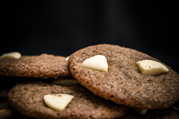 Chip cookies homemade with white chocolate. Delicious.