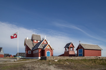Fototapeta na wymiar Church in Qeqertarsuaq, Greenland
