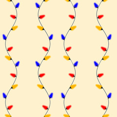 Yellow christmas lights seamless pattern