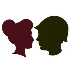 Silhouette of peace and love versus war and anger. Soldier and girl