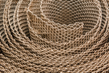 Obraz premium Metal mesh closeup. Stainless steel mesh. Grid with a small cell.