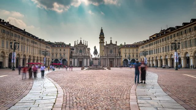Piazza San Carlo in Turin Italy time lapse video.