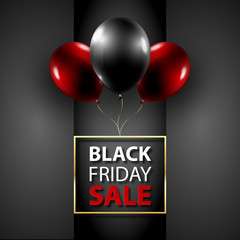 Black Friday Sale Concept - glossy balloons in black background - Vector 