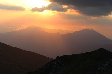 sunset in mountains