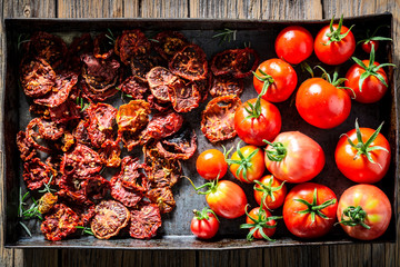 Delicious tomatoes dried in the sun full of vitamins