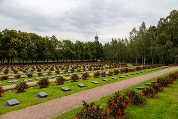 Graves at the cemetery in Hietaniemi Helsinki Finland
