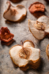 Sweet dried apples made of fresh fruits