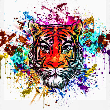 wild tiger face tattoo