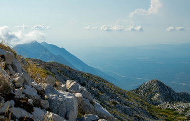 Mountain path on top of peak Sveti Jure, Biokovo, Dalmatia, Croatia